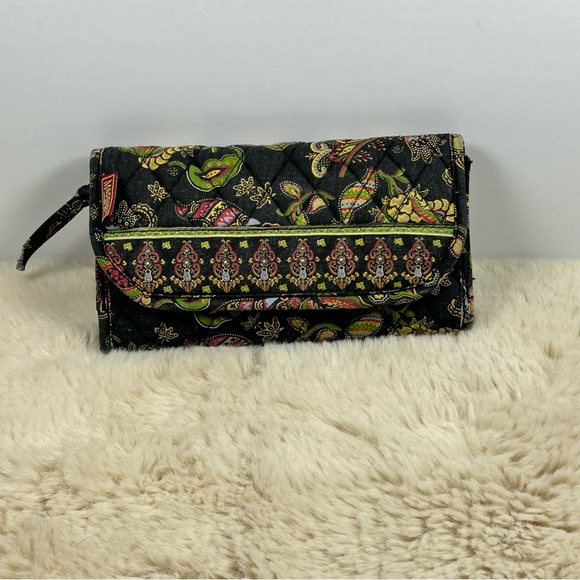 Black and Green Floral Wallet with Geometric‎ Band Wallet or Fanny Pack - Picture 1 of 9